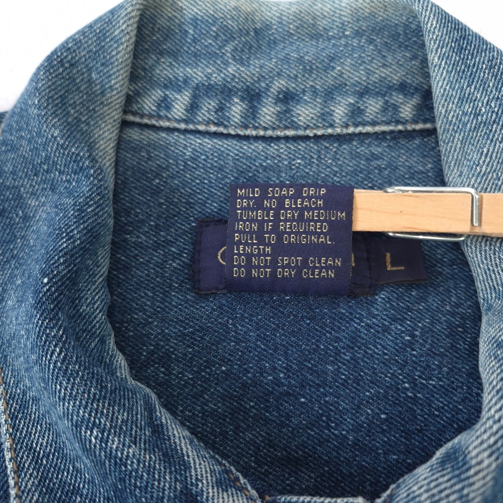Calvin Klein Denim Jacket Blue L Harley Davidson Biker Trucker Vintage Patched - Picture 4 of 16
